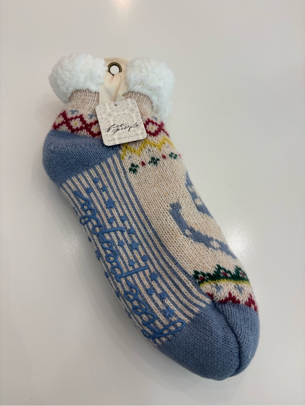 Free People Fair Isle Sherpa Slipper Socks Cozy Cabin Lounge Socks NWT - Picture 1 of 4